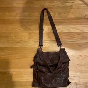 Vintage Brown leather bag- 16 inches unfolded, 8 inches folded-